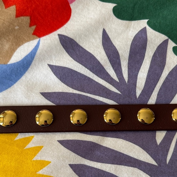 Madewell Studded Western Belt in Soft Mahogany. Gold-Accents. Women Size L. - Picture 8 of 10
